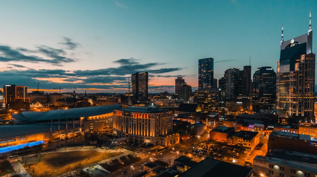 Nashville skyline in Tennessee — compare auto insurance quotes in Tennessee with Auto Quote Hotline