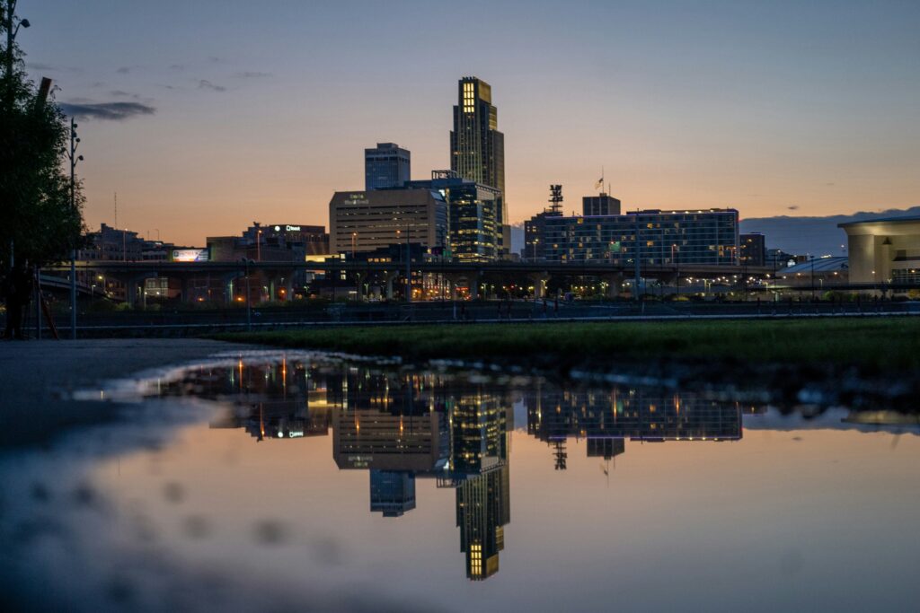 Auto insurance quotes in Nebraska state guide — Omaha skyline